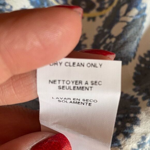 NWT KAREN KANE Blue/Yellow/White Riviera Boho Peasant 100% Cotton Top Large - Picture 13 of 13